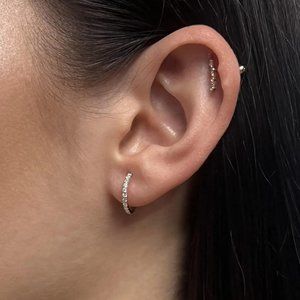 Rachel Koen 0.21Cttw Round Cut Diamond Huggie Earrings 14K Yellow Gold